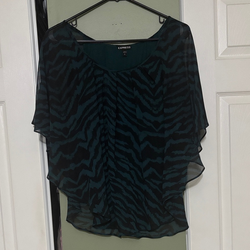 Express Women’s Blouse, Green Zebra Design, Great Condition! Size Large